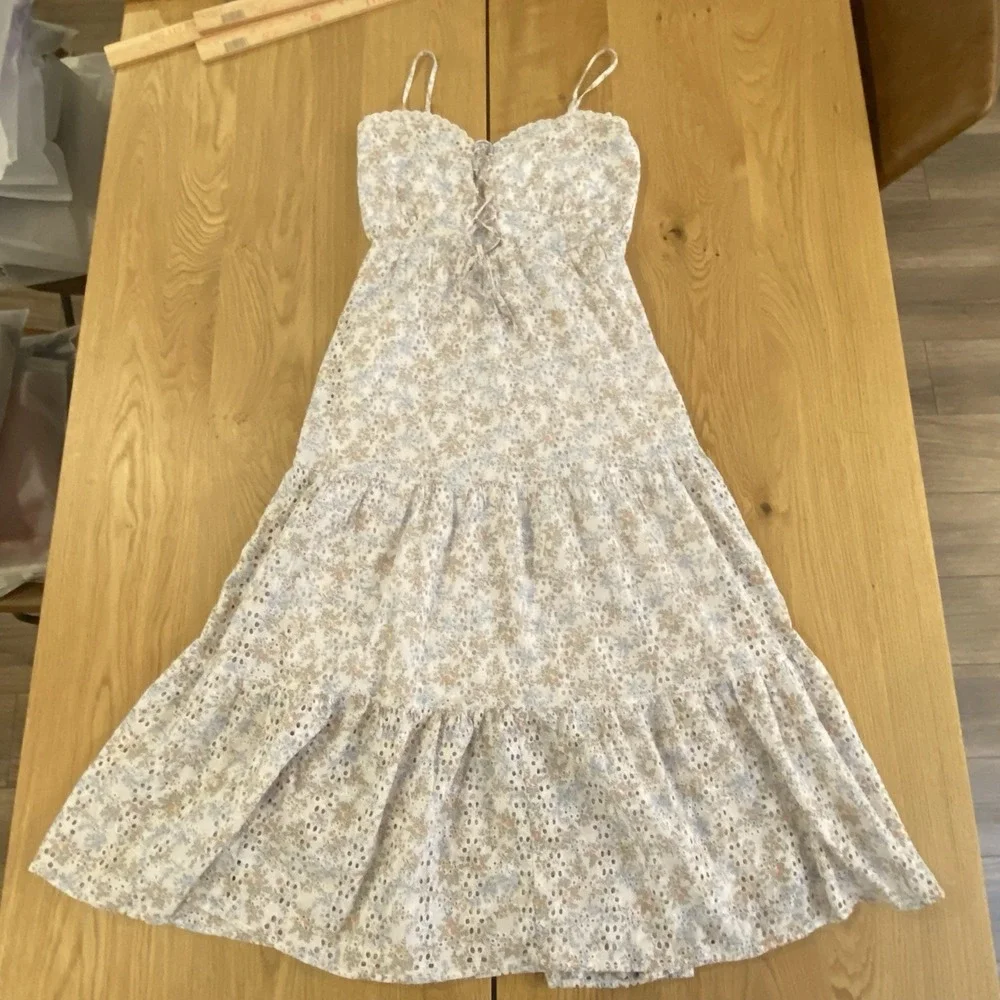 Audrey Parks floral print spaghetti strap eyelet maxi dress Small by Francesca's